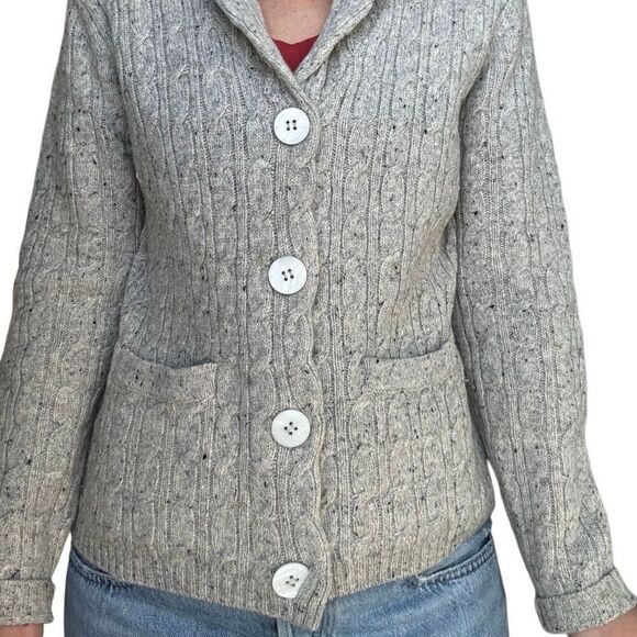 Irelandseye Gray Wool Cashmere Cardigan Sweater Irish Fisherman Size Medium Aran - Picture 10 of 10